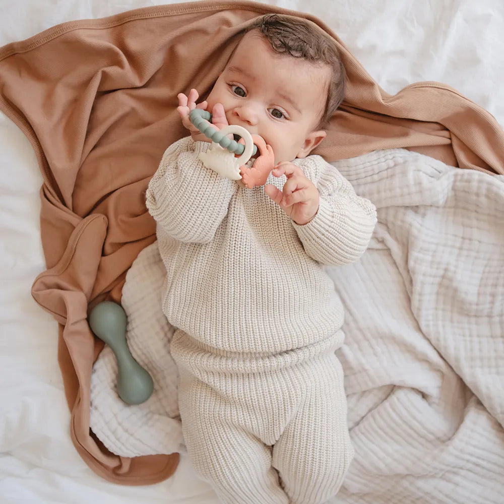 Mushie babytæppe i rib