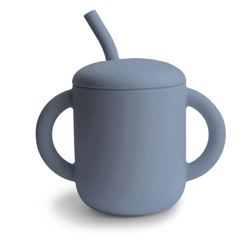 Mushie silikone træningskop med sugerør