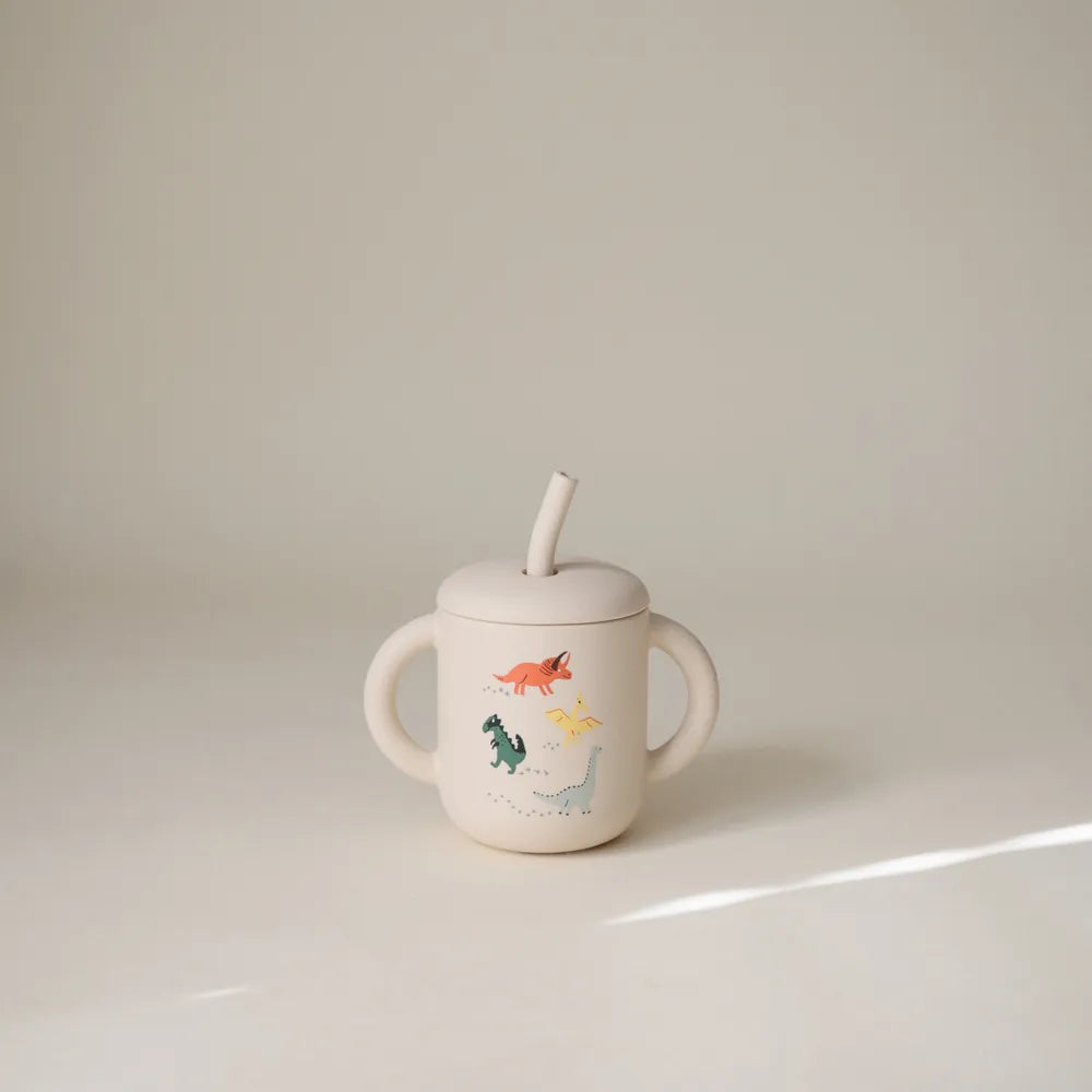 Mushie silikone træningskop med sugerør