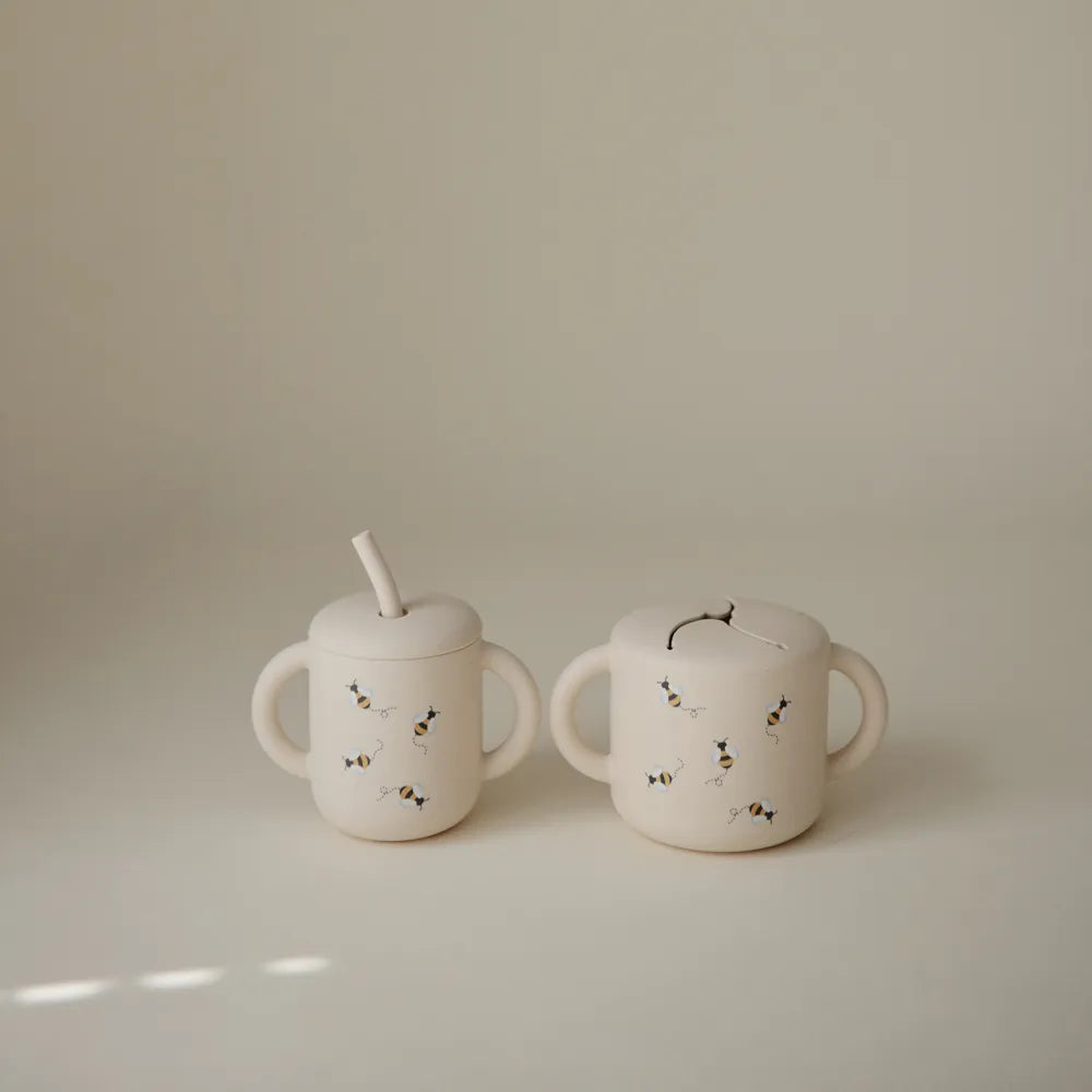 Mushie silikone træningskop med sugerør